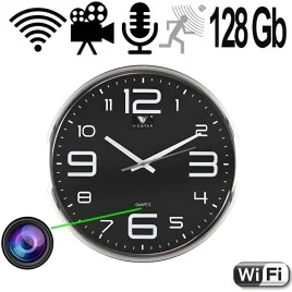 IP-Full-HD Spy-Cam in Wanduhr, 128 GB