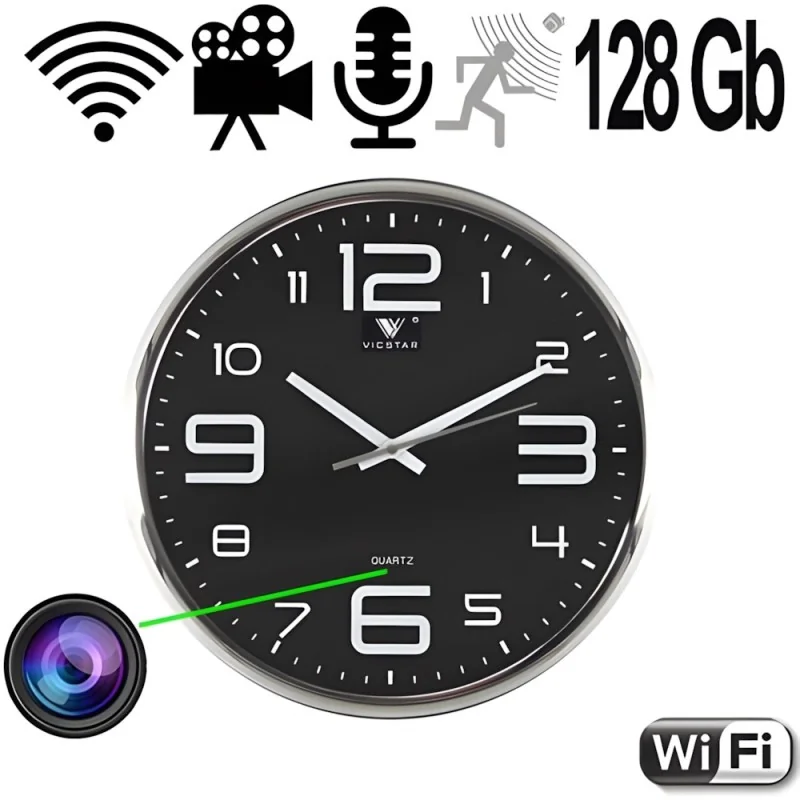 IP-Full-HD Spy-Cam in Wanduhr, 128 GB
