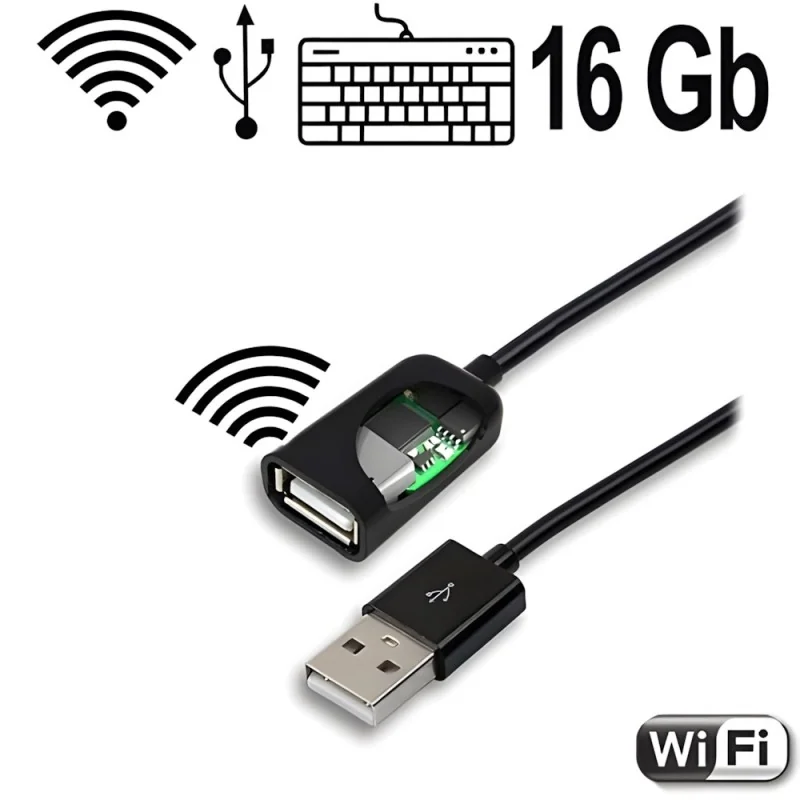 WiFi-LAN USB-Kabel Keylogger, 16 Gb