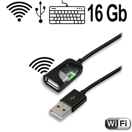 WiFi-LAN USB-Kabel Keylogger, 16 Gb