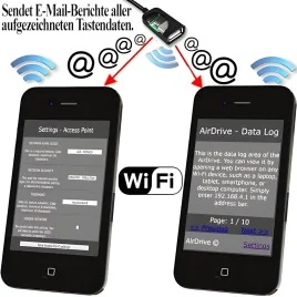WiFi-LAN USB-Kabel Keylogger, 16 Gb
