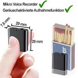 Mini SPY-Recorder, Audiowanze (VOX), 8 GB - Spionage-Recorder - Bild 3