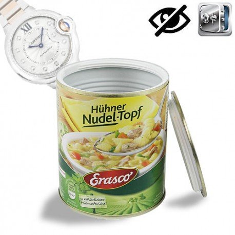 Geheimversteck in LebensmitteldoseGeheimversteck in Lebensmitteldose im original ,,Erasco Hühner Reistopf Design''.