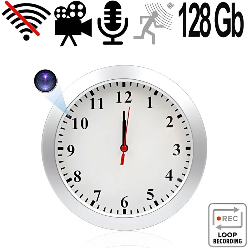 Full-HD Spy-Cam getarnt in Wanduhr-Kamera, 128 GB