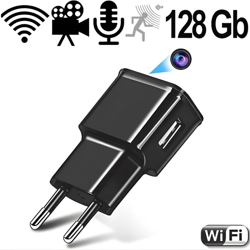 IP-HD SpyCam im USB-Netzteil, 128 Gb