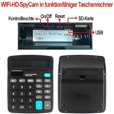 WIFI Full-HD SpyCam in Taschenrechner