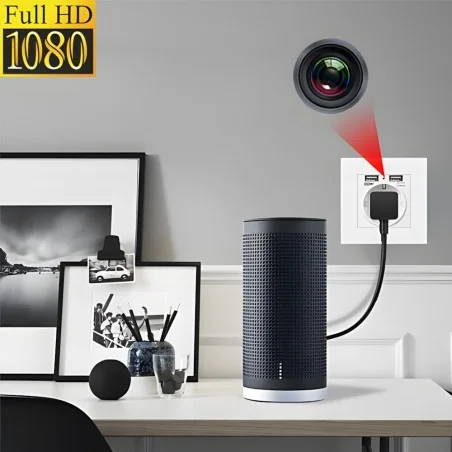 IP-HD-Spycam in Wandsteckdose, 2xUSB